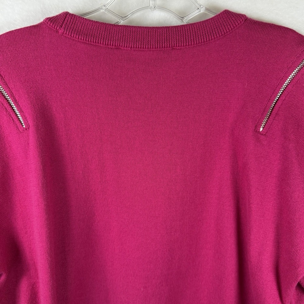 DKNY Vintage Sweater Zipper Shoulder Hot Pink 80's Barbie core Sz M* - Picture 7 of 11
